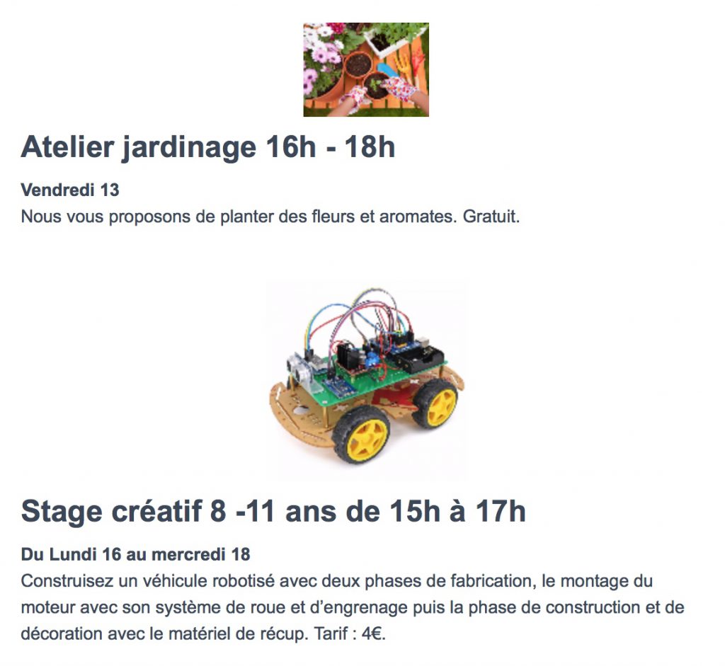 Activités estivales de la Maison de Quartier Renoir à Guyancourt