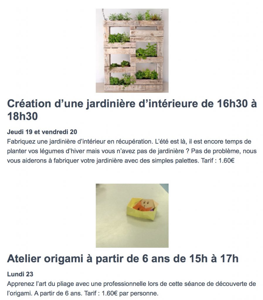 Activités estivales de la Maison de Quartier Renoir à Guyancourt